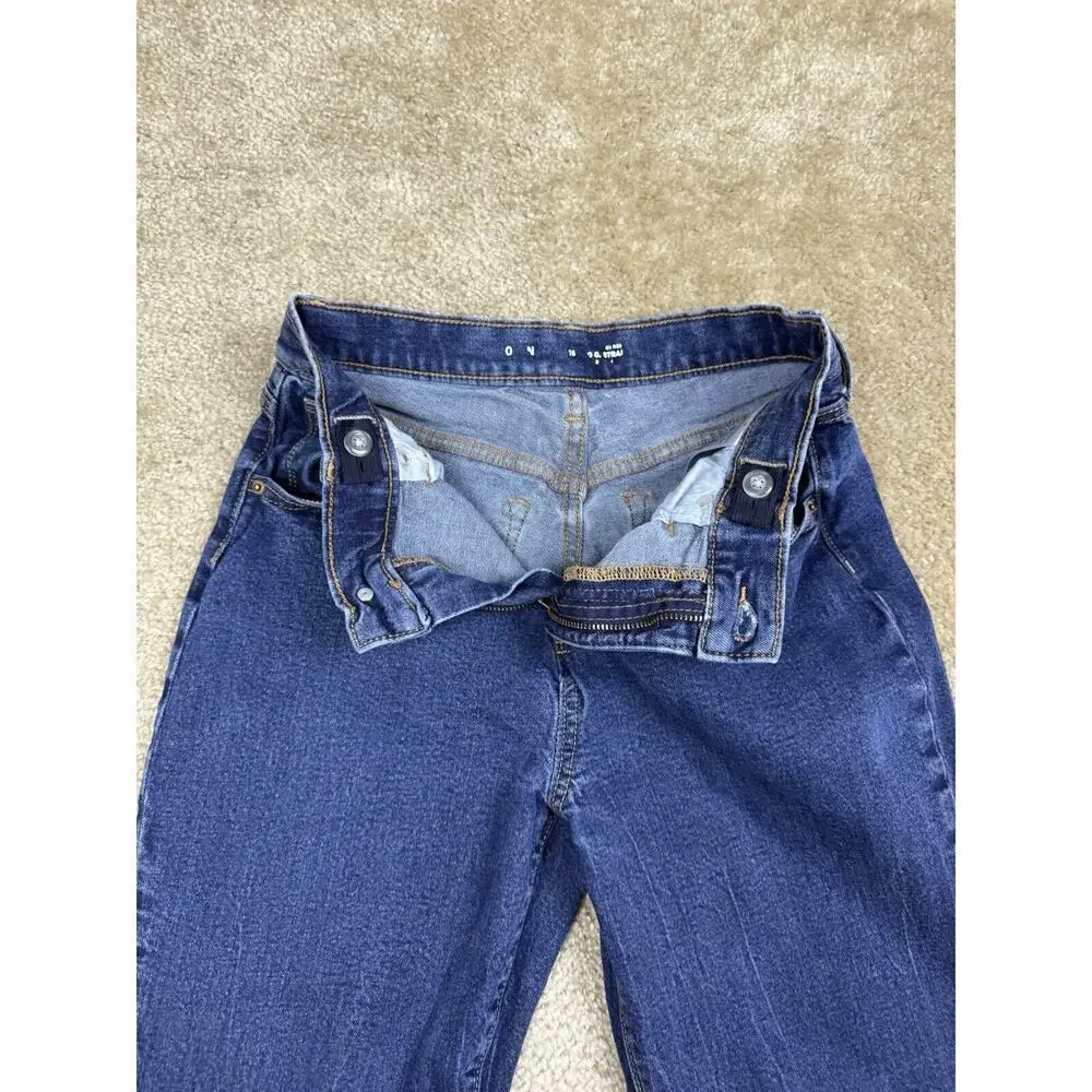 Old Navy OG Straight Leg Jeans Girls Sz 16 Adjustable Waist Medium Wash A293